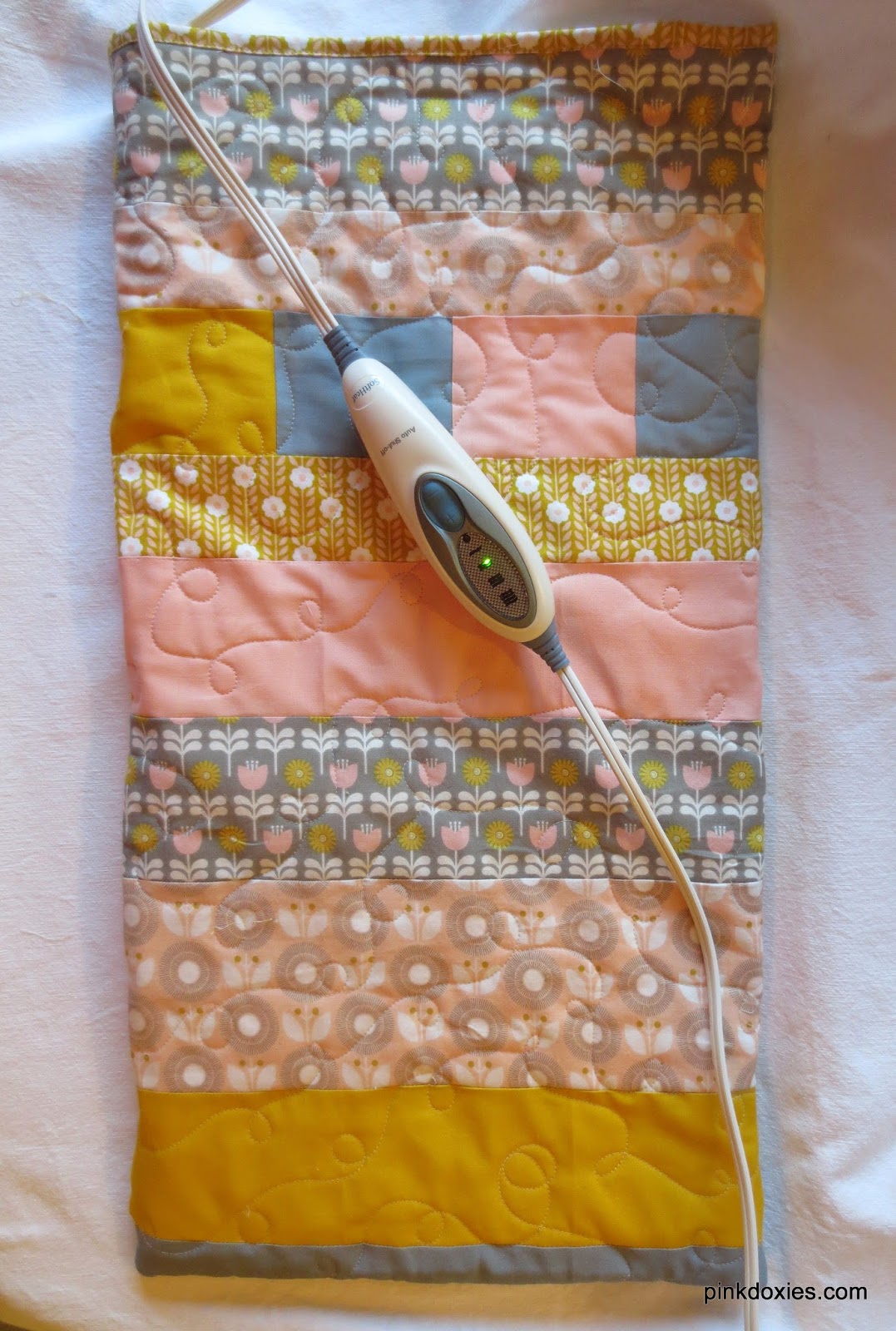 Pink Doxies Quilted Heating Pad Cover