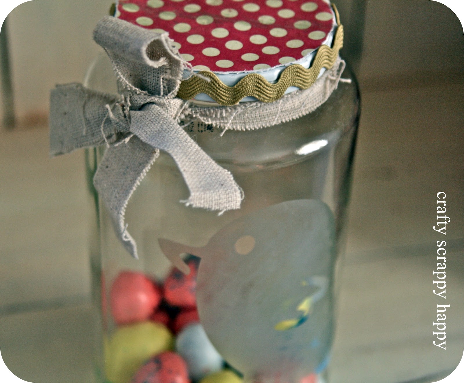 Crafty, Scrappy, Happy Candy Jar Etching