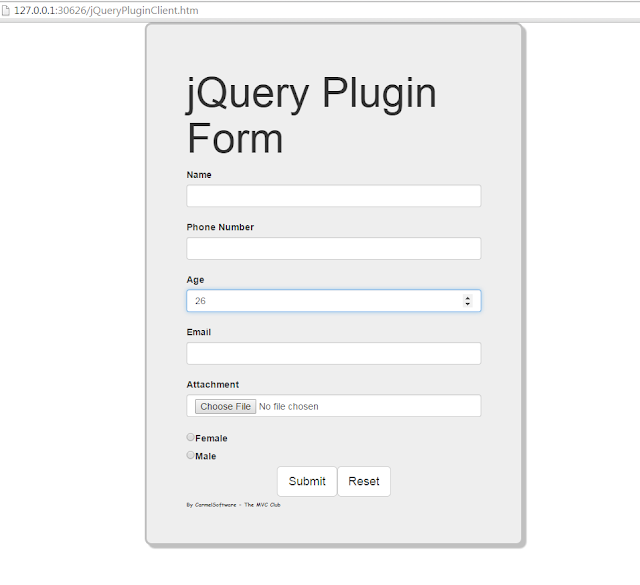Custom jQuery Plugin to display a Form using Twitter Bootstrap        