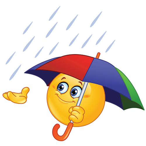 Raining smiley with umbrella