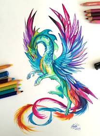 13-Hummingbird-Dragon-Katy-Lipscomb-Lucky978-Fantasy-Watercolor-Paintings-Colored-Pencils-Drawings-www-designstack-co