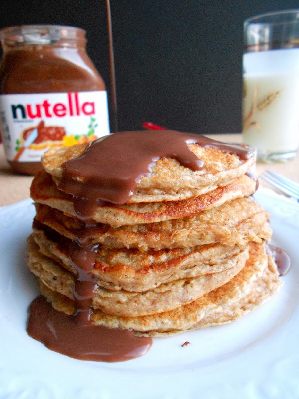 Overnight Oatmeal Cinnamon Pancakes with Nutella Syrup Confessions of