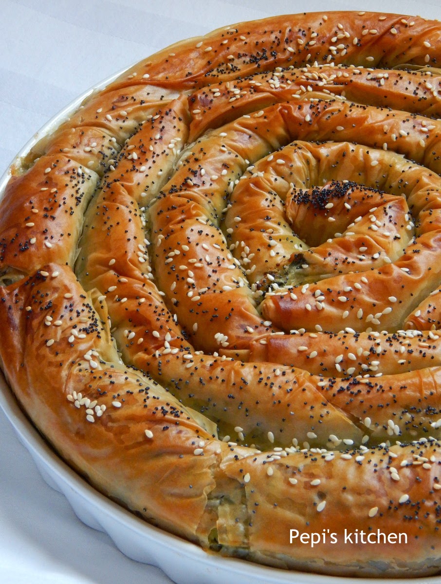 Pepi's kitchen in english Spiral Spinach Pie with Skotyri Iou Greek