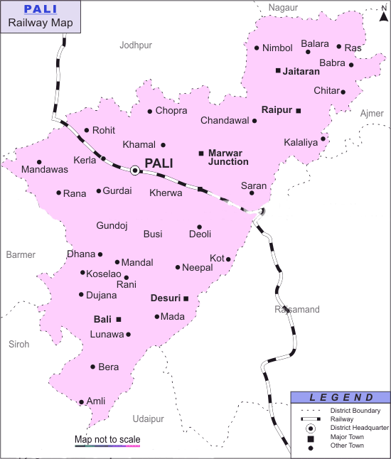 Map Of Pali District Rajasthan Rail-Map-India: Pali_Railway_Map