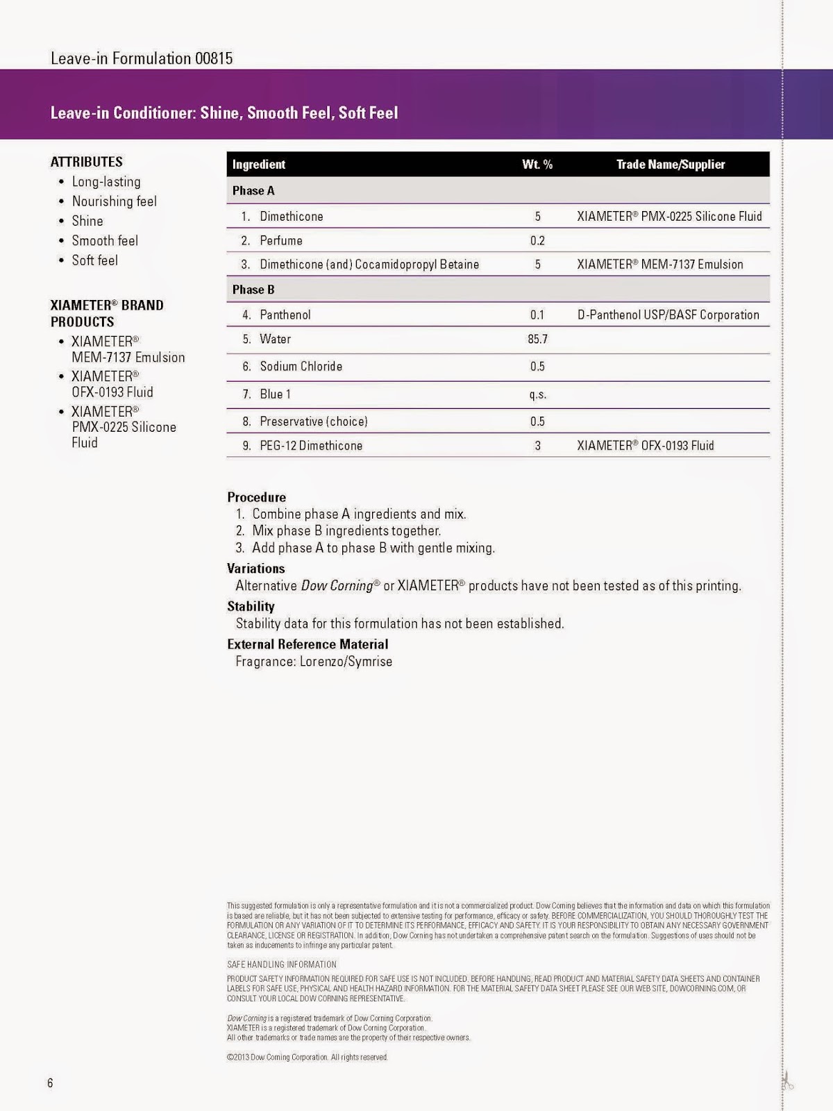 Cengiz Chemistry Dow S Noncommercial Haircare Formulations Guide