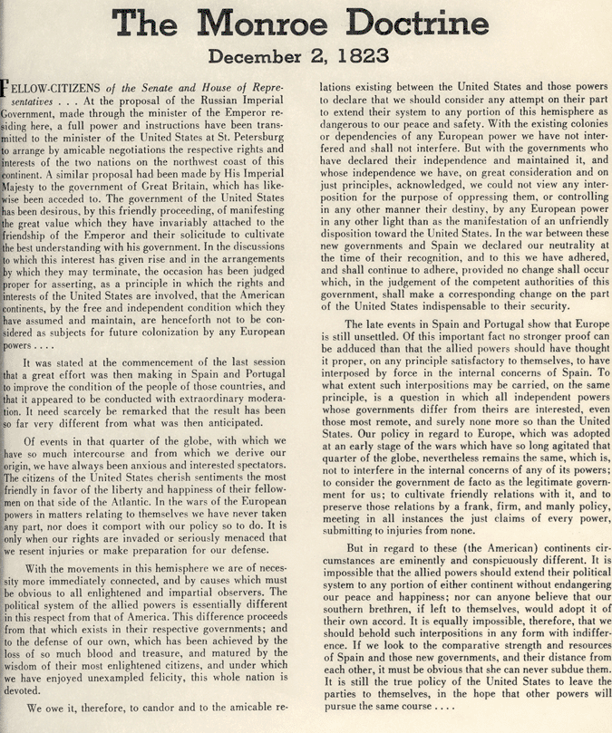 Causes Of The Monroe Doctrine