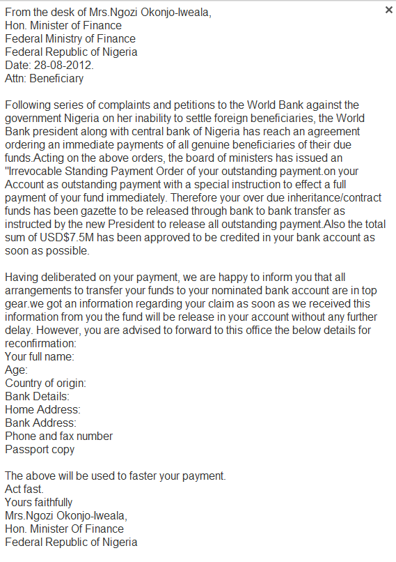 Correos De Scam Correo De Estafa De The Above Subject Matter Refers