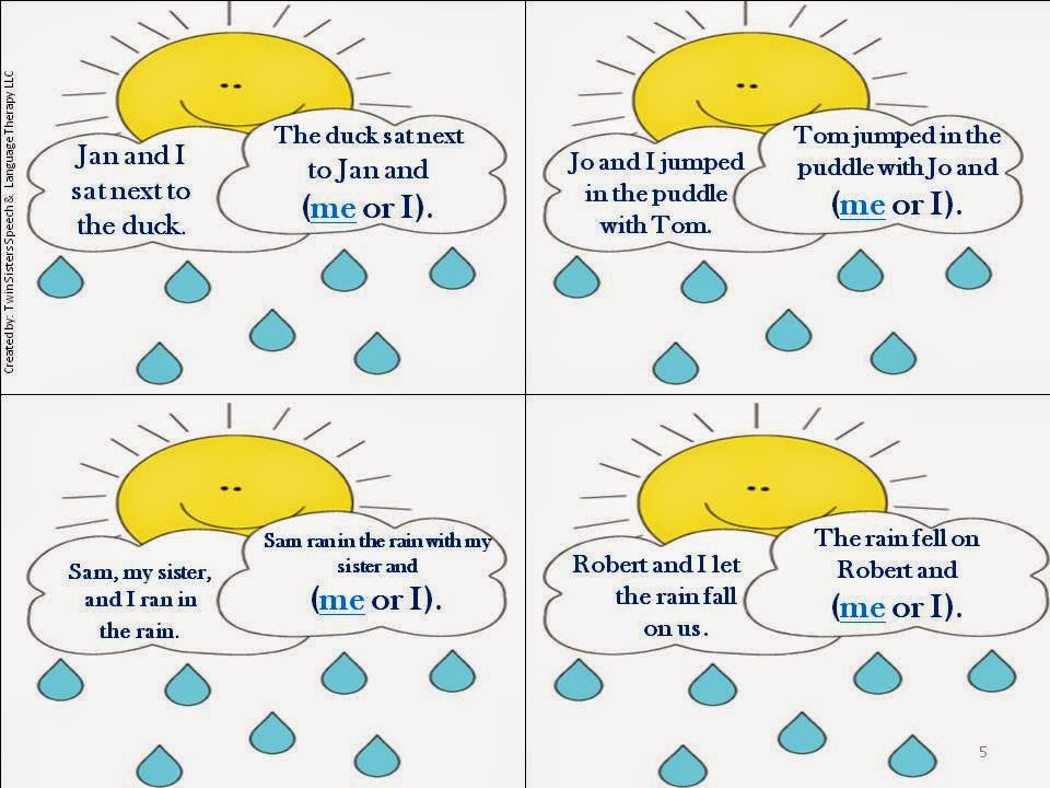 Twin Speech, Language & Literacy LLC: Freebie! "Me" vs. "I' Pronoun