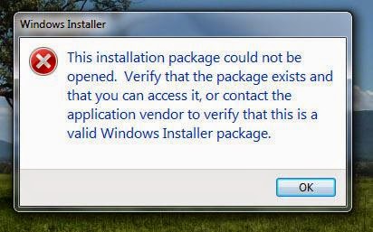 This installation package could not be opened. Contact the application vendor to verify that this is a valid Windows Installer package Error Fix This installation package could not be opened