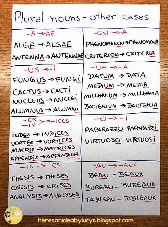 Plural Nouns Anchor Chart