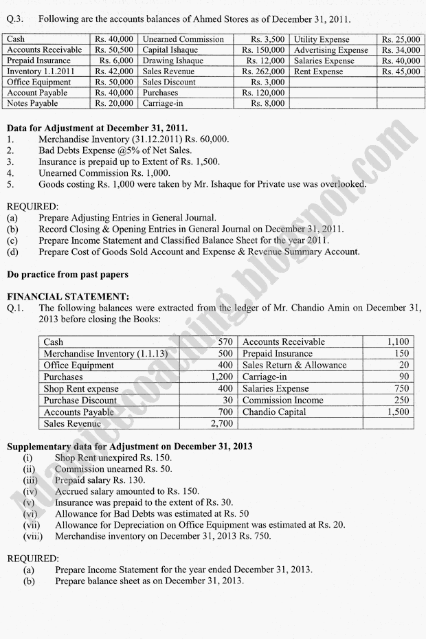 Adamjee Coaching Guess Papers 2015