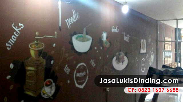 Lukisan Cafe Hitm Putih 3 Dimensi