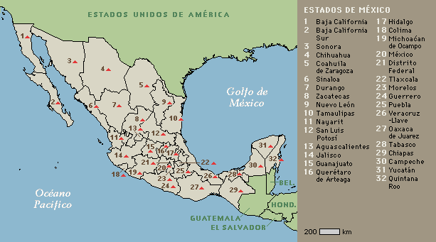 Lista De Los Estados De La Republica Mexicana Con Sus Capitales