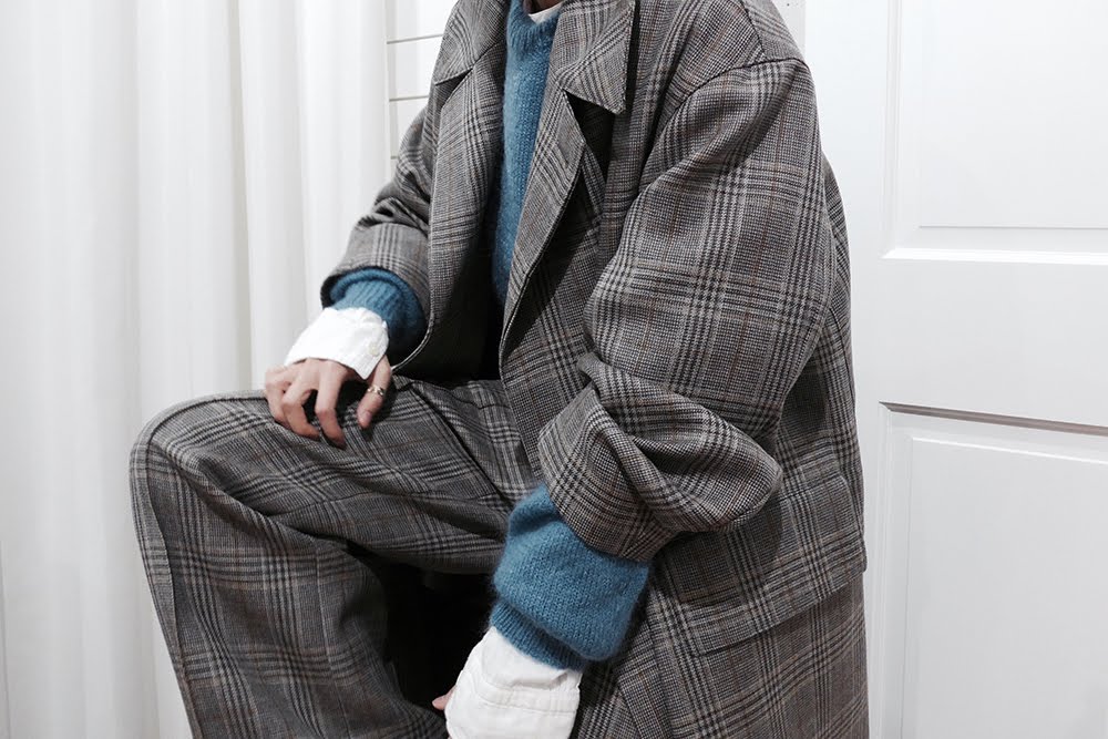 auralee 17aw double face check long coat