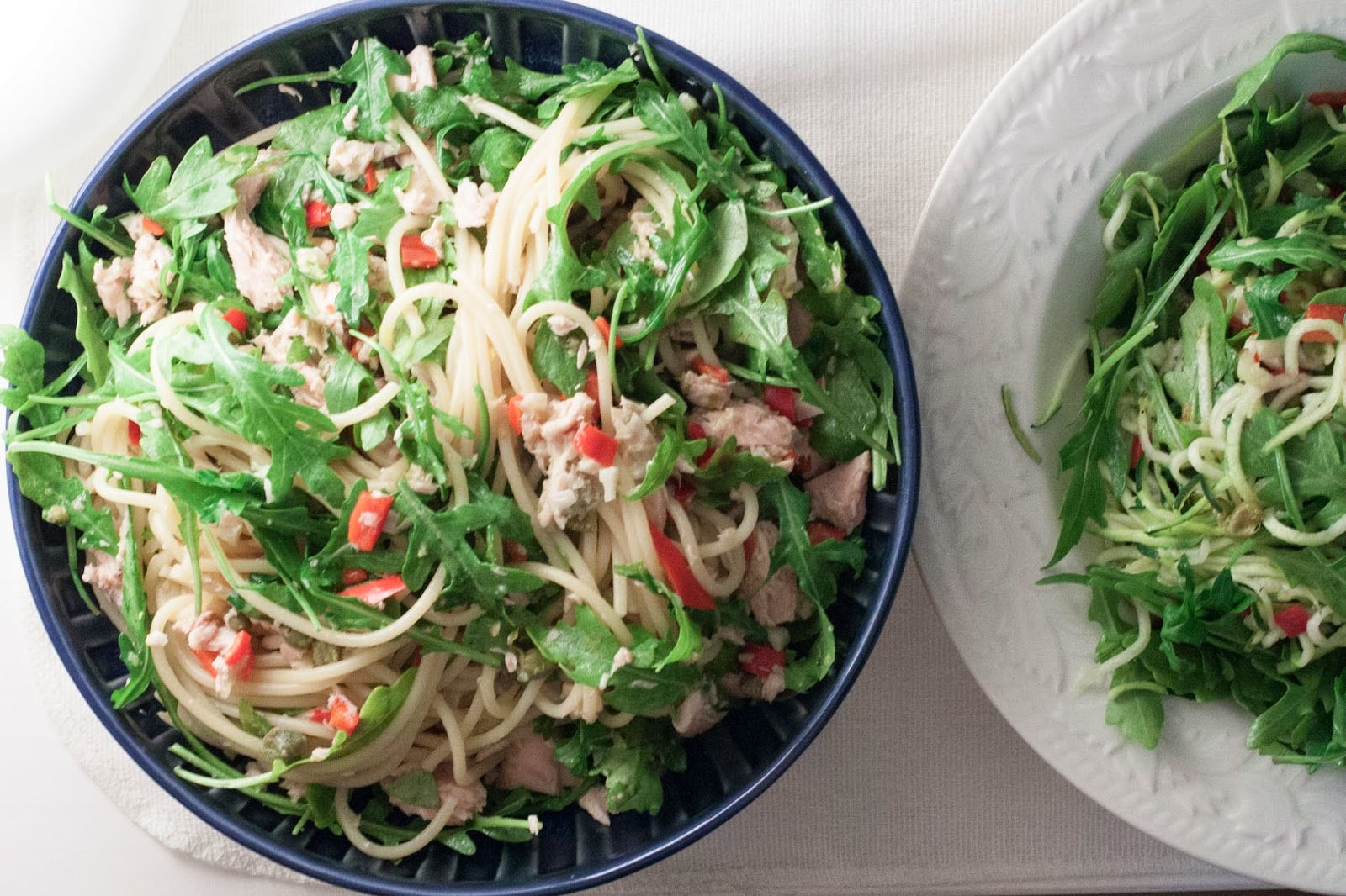 Simply Cooked Zucchini Noodles with Rocket, Lemon, and Capers