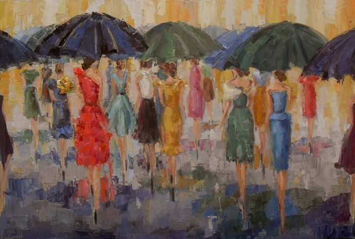 Kathryn Morris Trotter | American Impressionist Knife painter | Paris in the rain