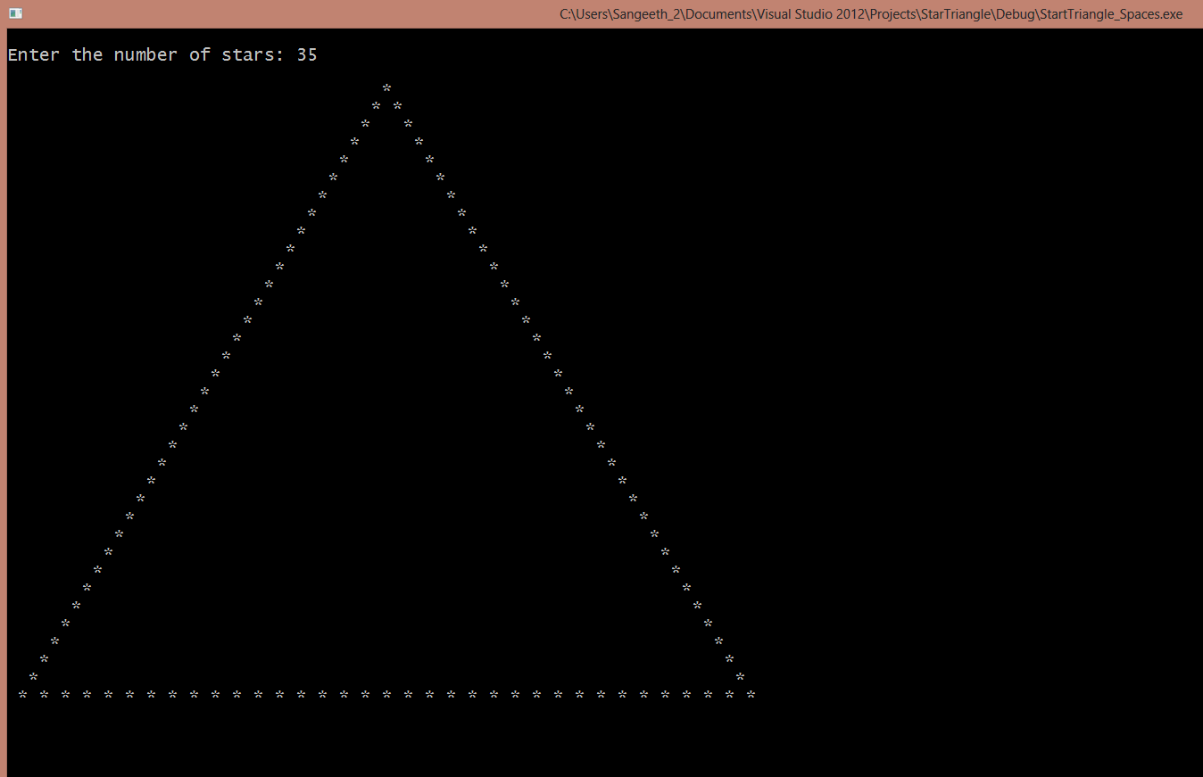 Sabernova C++ Printing an Asterisk Triangle