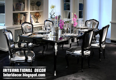 luxury Italian dining room furniture ideas, black and silver dining room furniture