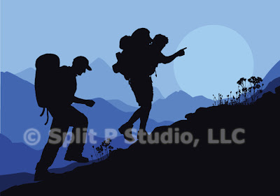 mountain hiking vector art