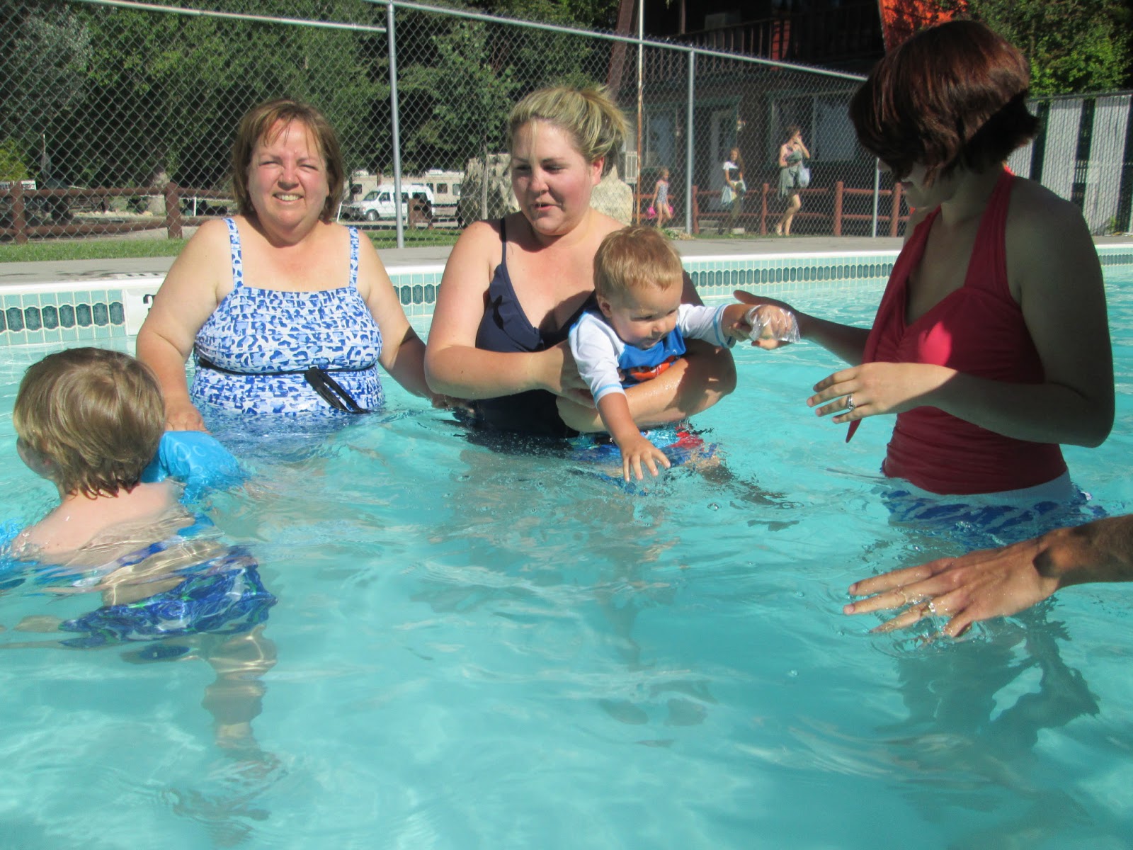 Babs and Gampy Beginner Swimmers in Unheated Pool Water