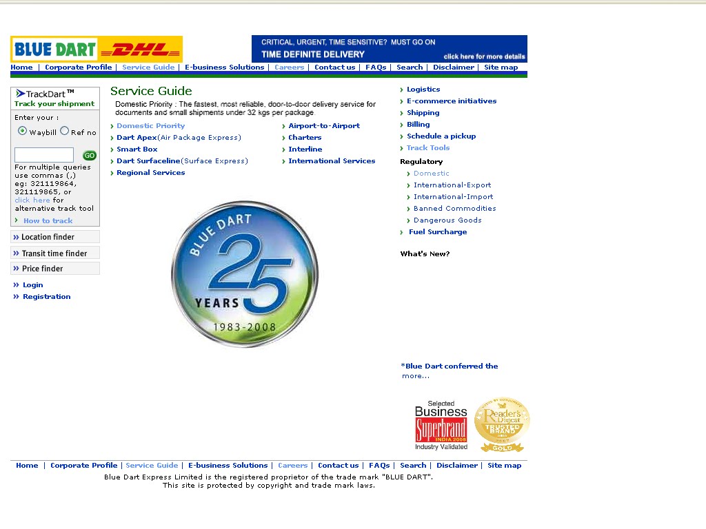 Touch with World: Blue Dart courier delivery status Tracking Online