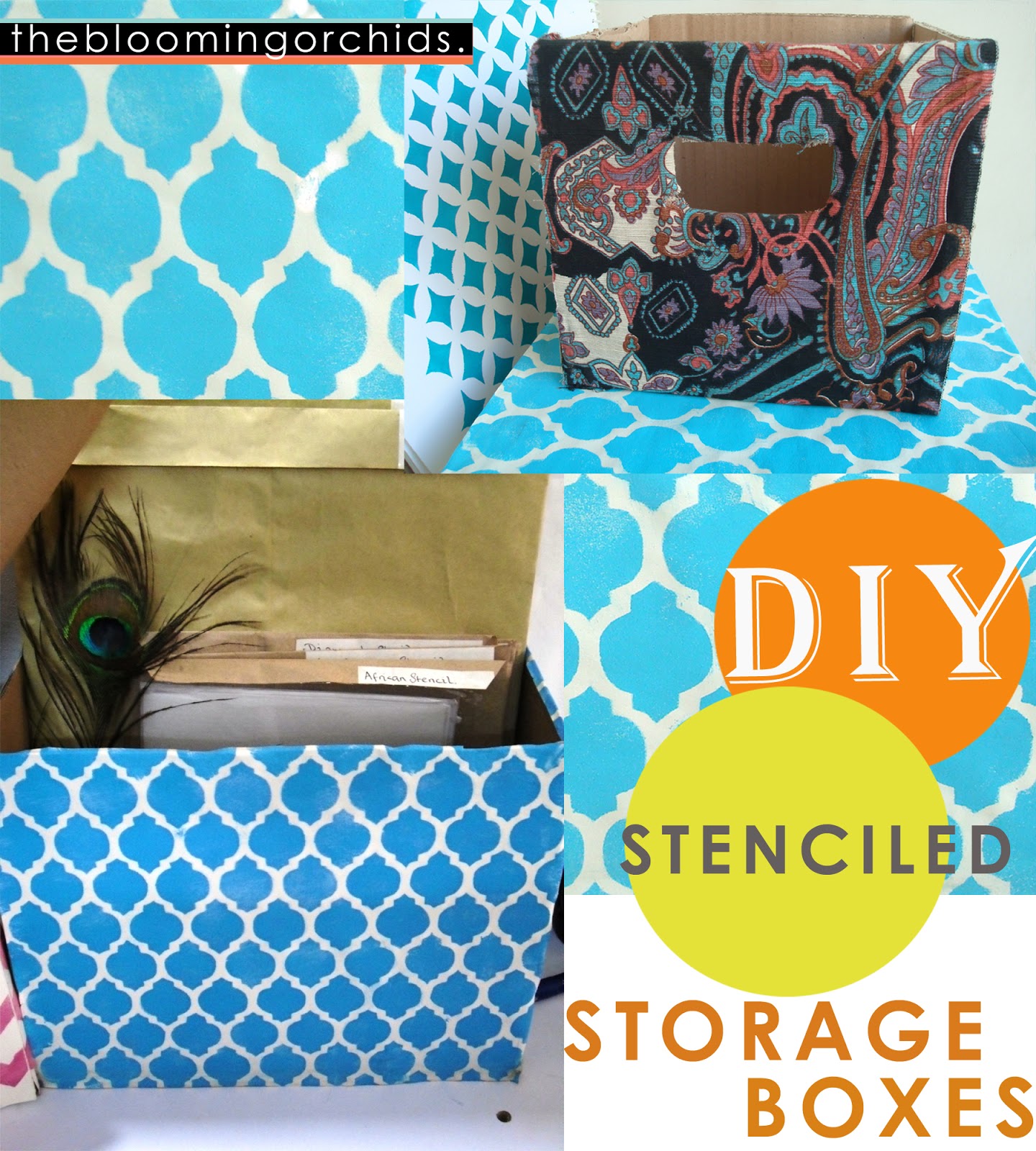 The Blooming Orchids Easy peasy DIY stenciled storage box