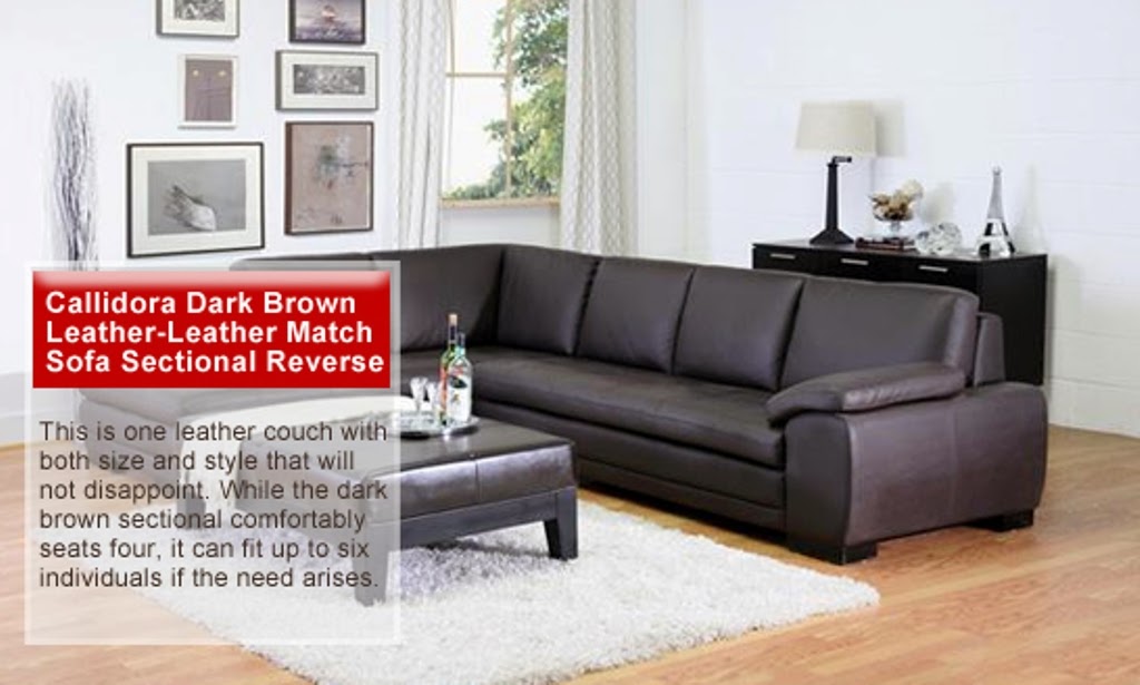 Callidora Dark Brown Leather-Leather Match Sofa Sectional Reverse