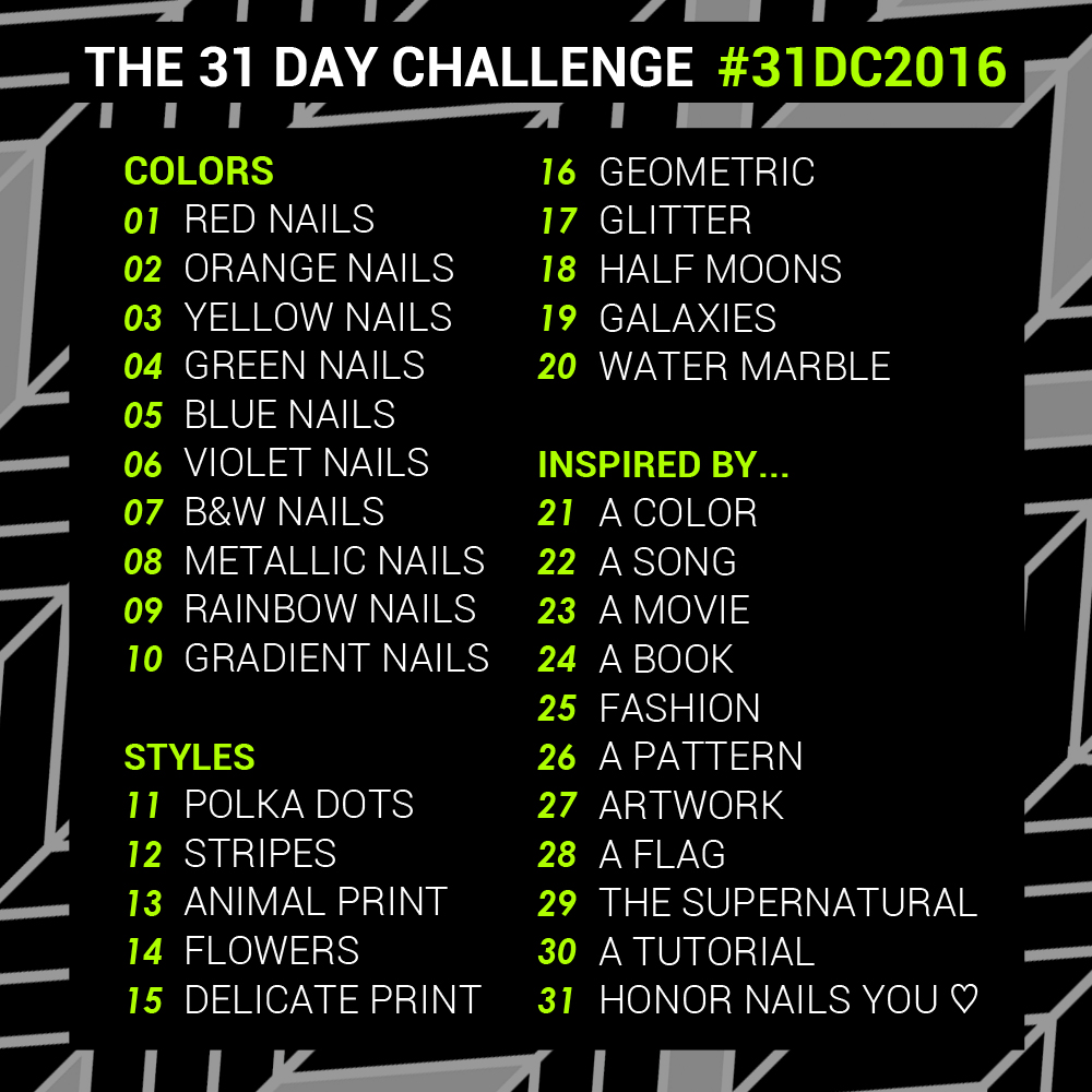 The 31 Day Nail Art Challenge 2016