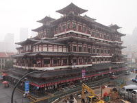 The Buddha Tooth Temple in the rain