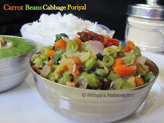 Carrot Beans Cabbage poriyal 