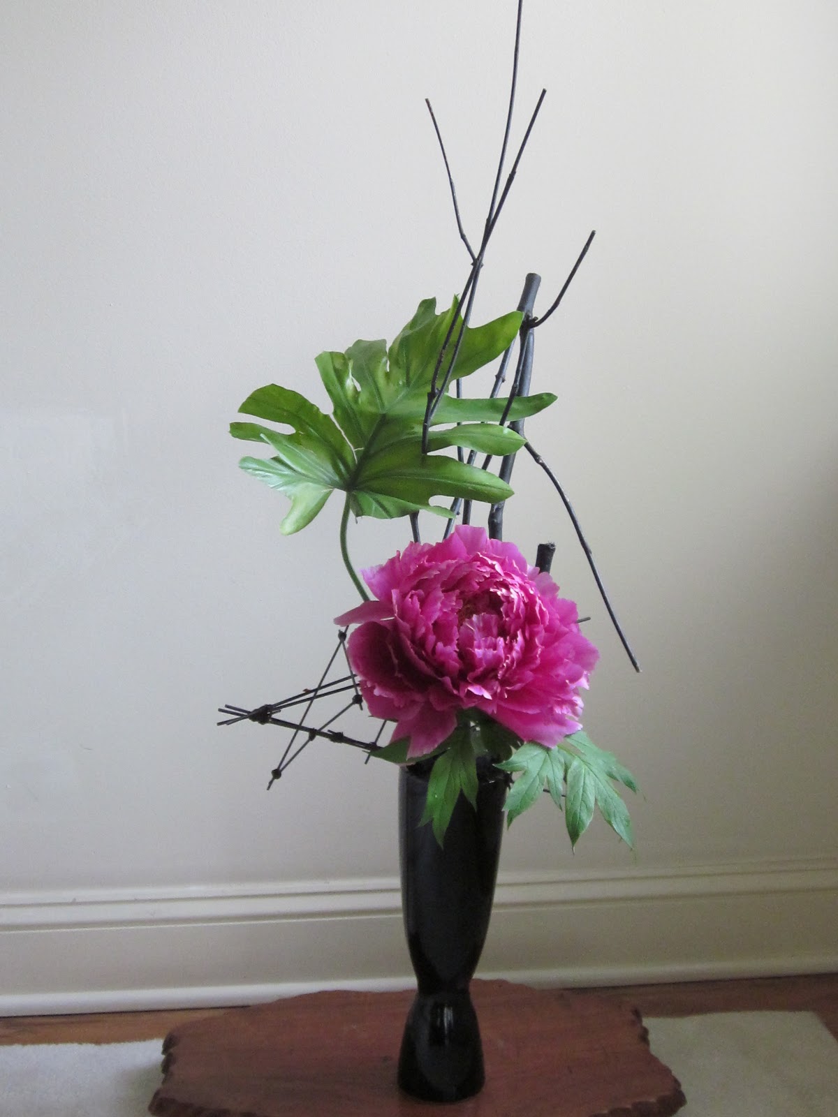 Orchids and Ikebana Peony in Ikebana