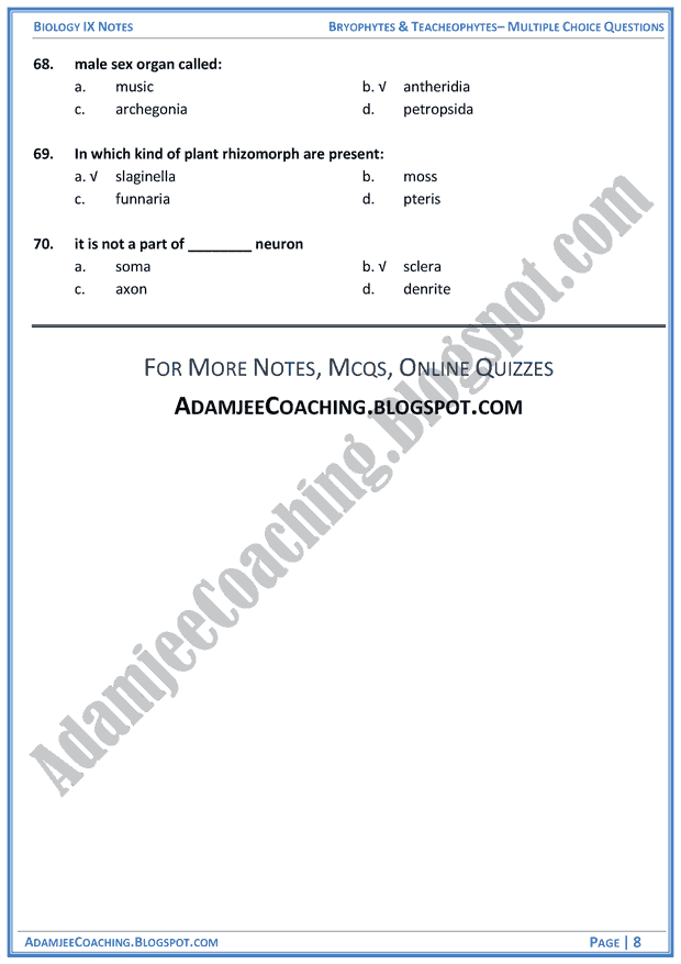 bryophytes-and-tracheophytes-multiple-choice-questions-biology-notes-for-class-9th