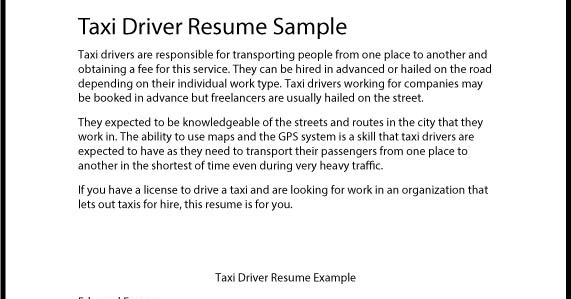 taxi driver resumes