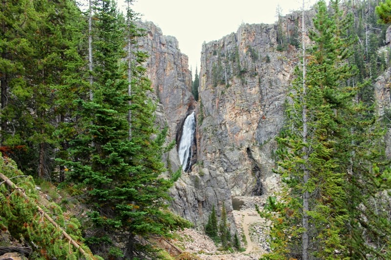 first glimpse at Bucking Mule Falls, Bighorn Mountains, WY