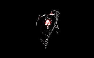 Grim Reaper Flaming Eyes in Dark HD Desktop Wallpaper