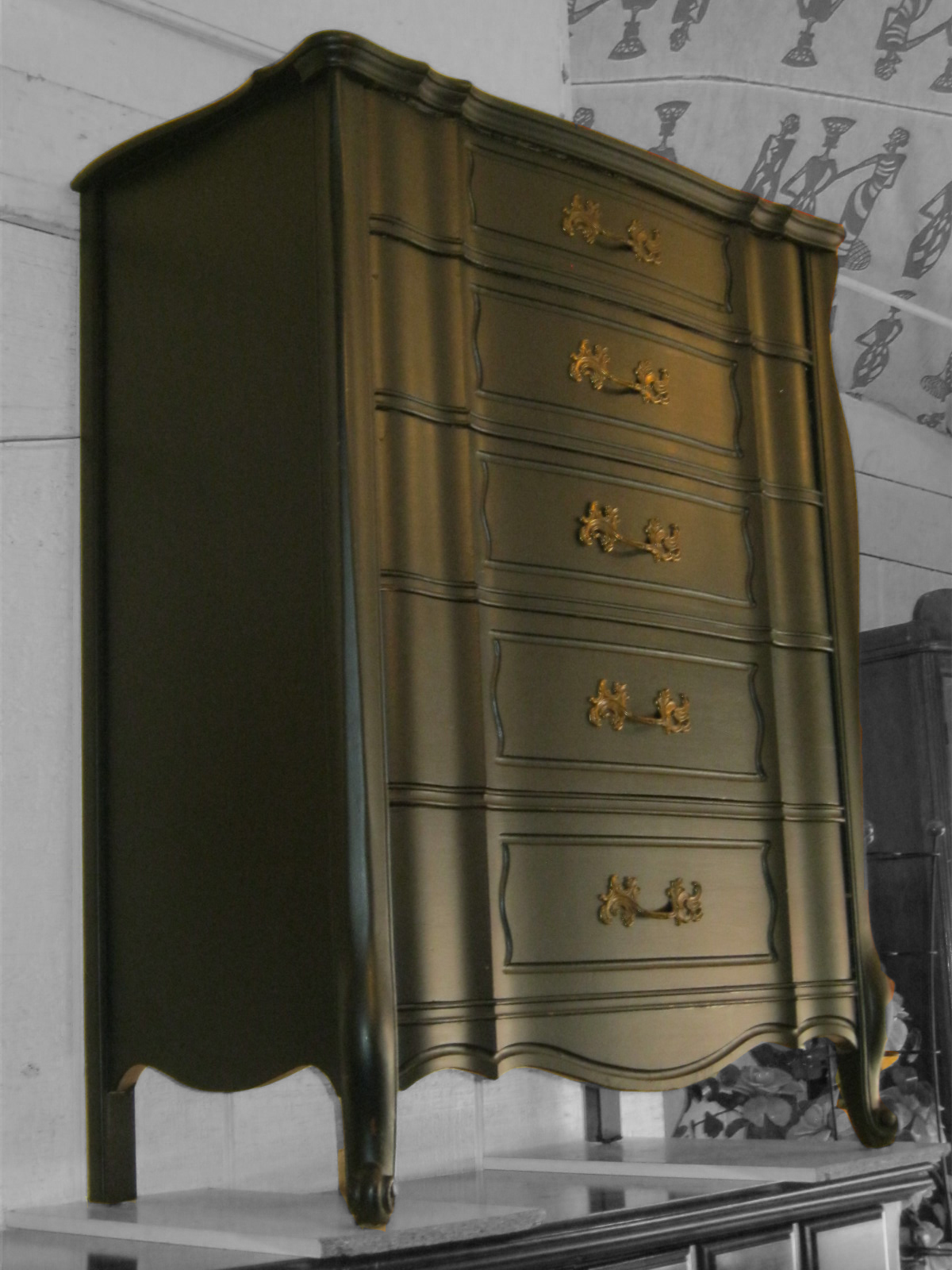 Uhuru Furniture Collectibles Black French Provincial Dresser Sold