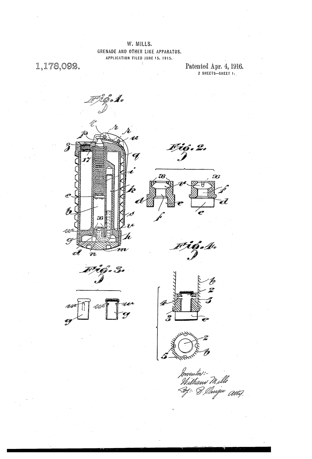 THE PATENT SEARCH BLOG The patent for the Mills bomb