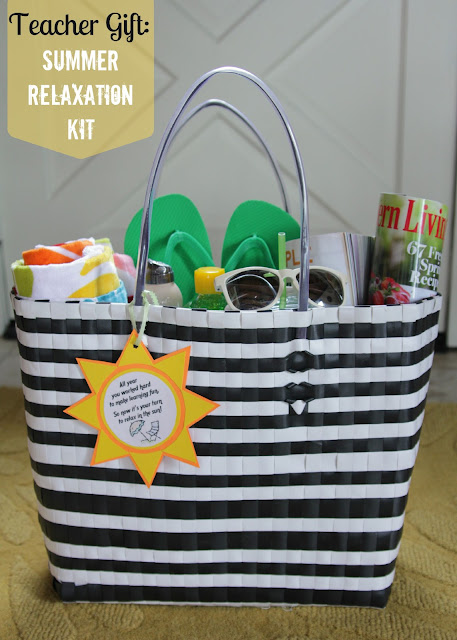 Teacher gift: summer relaxation tote via The Lovely Cupboard Teacher gift: summer relaxation tote via The Lovely Cupboard