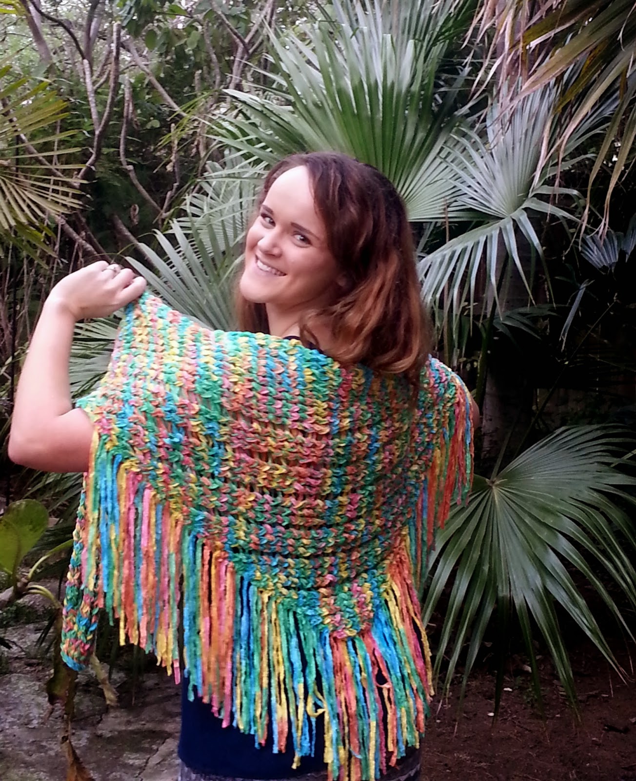 Loom Knitting Knews Triangle Shawl on the Loom