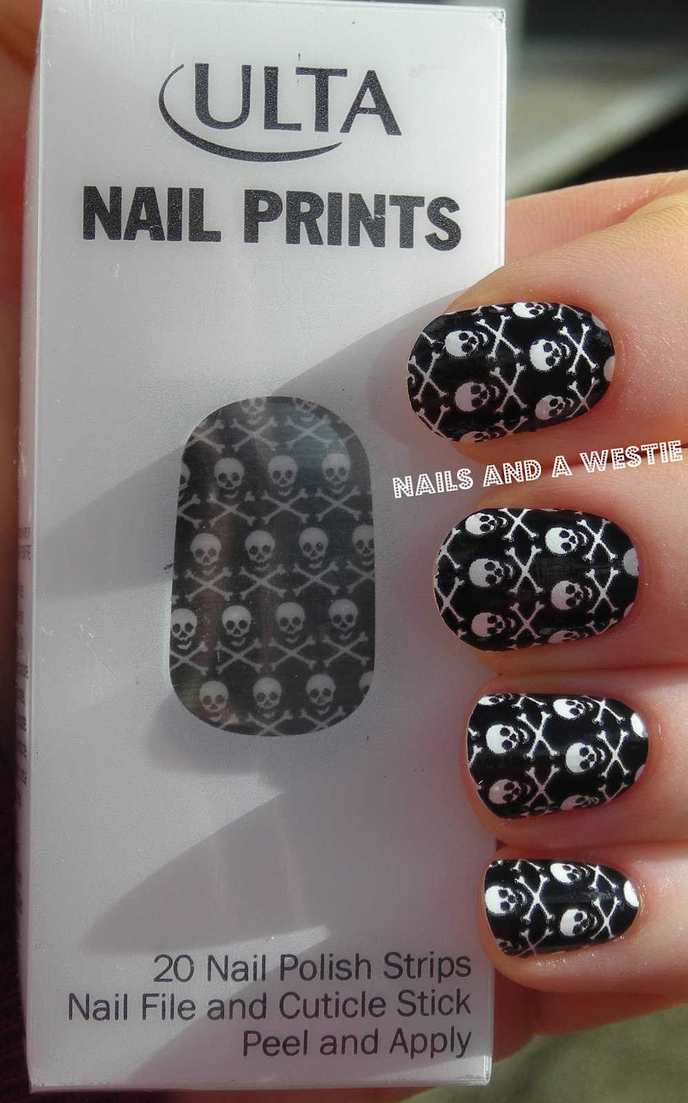 Nails and a Westie Ulta Nail Prints Skull Print (no name)