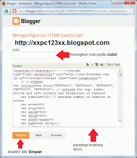 Cara memasang efek gelembung di pointer/cursor blog, blog design