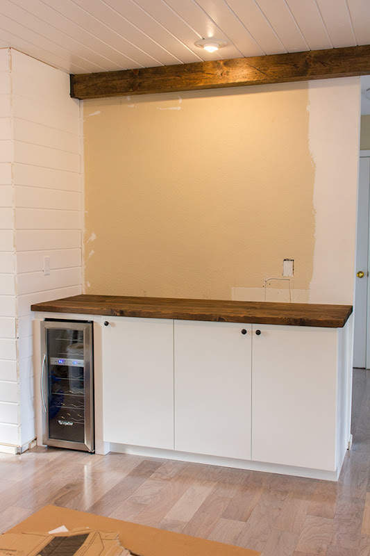 Floating Bar Shelves with Stone