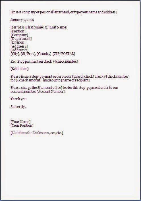 Stop payment notice letter sample image