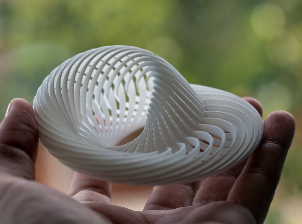 NAUTILUS SHELL MADE OF 36 MOEBIUS STRIPS by JOAN BALDWIN