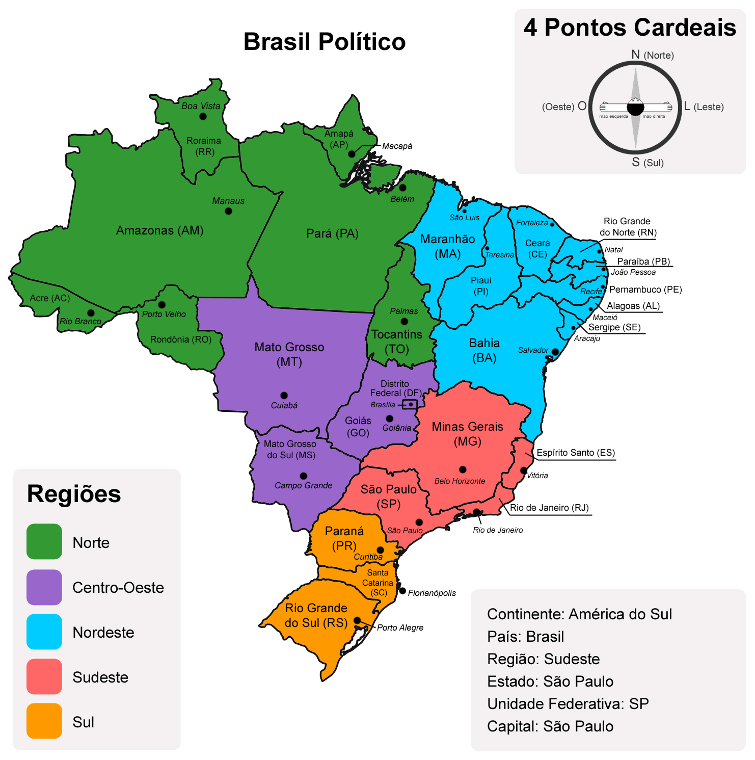 Viajando na Geo: Brasil: Regiões, estados, siglas e capitais