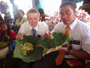 Elder Woodruff and I at a Hindu wedding eating 7 curry!  These Indians eat HEAPS!