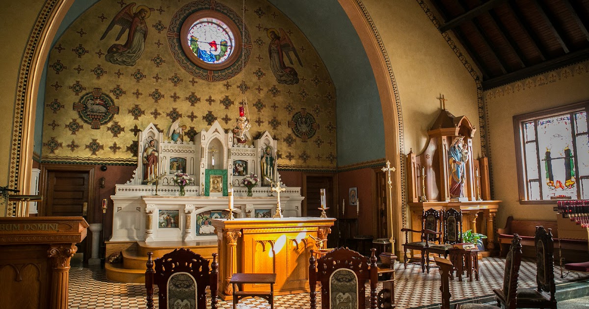 Our Lady of Loretto Cold Spring, NY stepping into church, one at a time