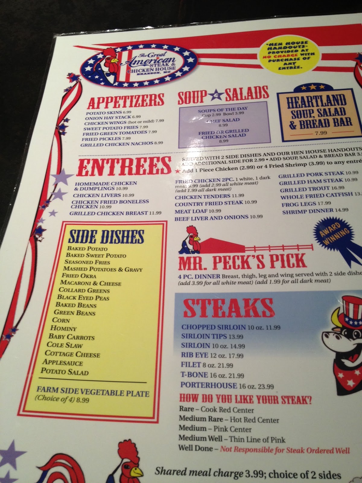 The Great American Steak & Chicken House, Branson, MO PITTSBURGH