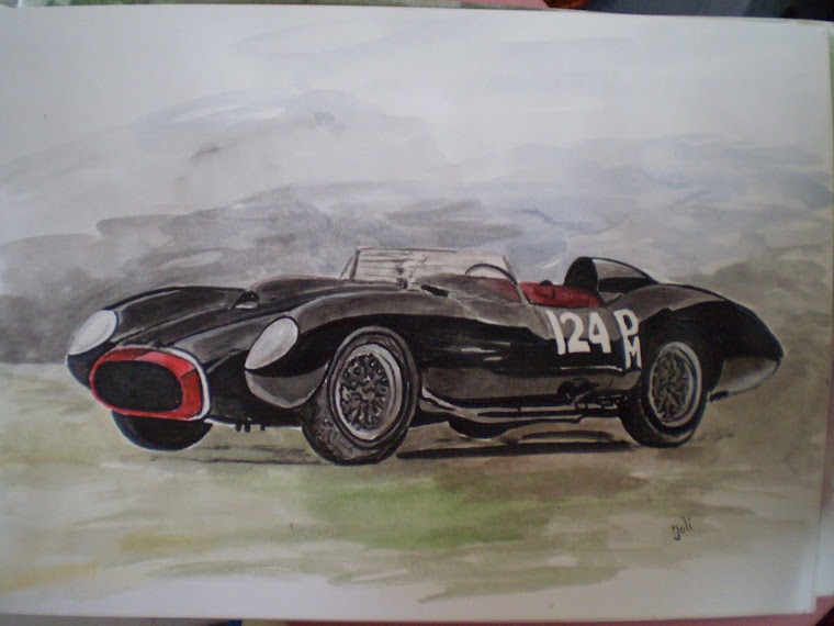 Ferrari 250, 1957, testa rossa, original, acrylic, signed Joli, A4