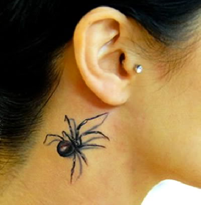 Spider Tattoo in Neck